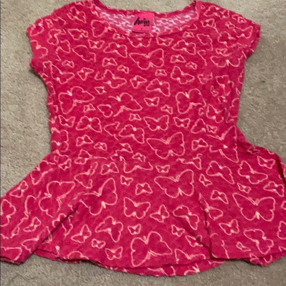 Girls pink shirt sleeve blouse